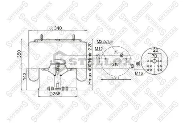 Пневмоподушка STELLOX 90-48813-SX