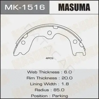 Барабанные колодки MASUMA MK-1516