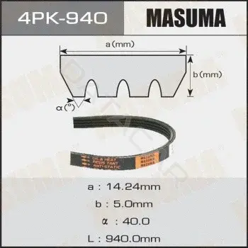 Ремень ручейковый MASUMA 4PK-940