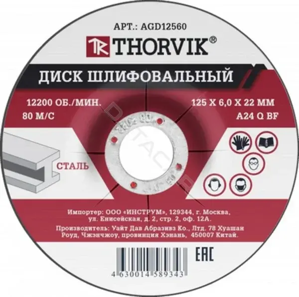 Круги отрезные и зачистные THORVIK AGD12560