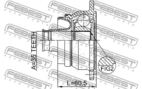 Муфта кардана FEBEST 0711-JB424RSHA