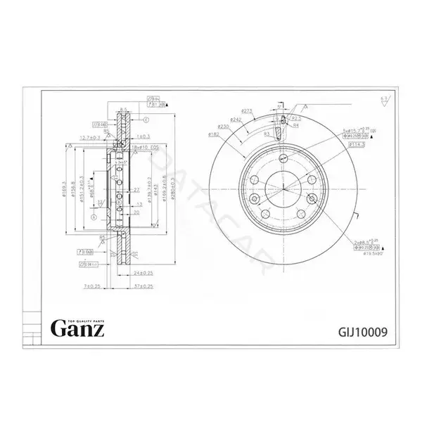 Тормозные диски GANZ GIJ10009