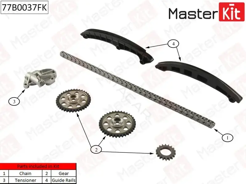 Комплект цепи ГРМ MASTERKIT 77B0037FK
