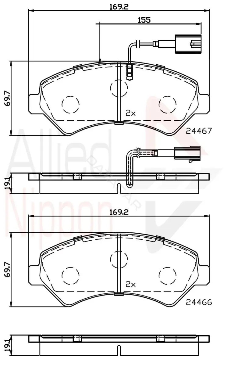 Тормозные колодки ALLIED NIPPON ADB12225