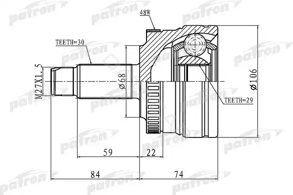 Приводной вал / Полуось PATRON PCV1100