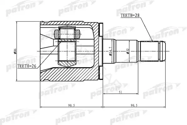 Шрус PATRON PCV1402