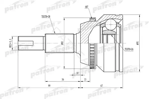 Шрус PATRON PCV1433