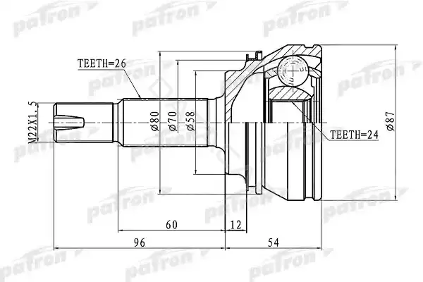 Шрус PATRON PCV1441