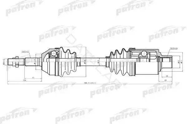 Приводной вал / Полуось PATRON PDS0619