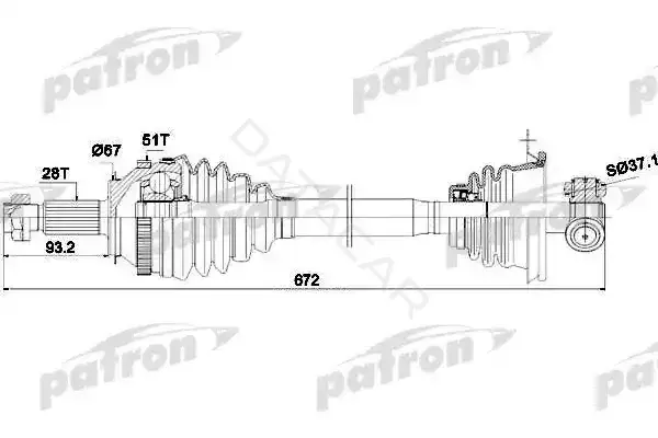 Приводной вал / Полуось PATRON PDS1407
