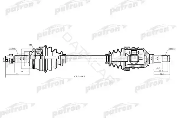 Приводной вал / Полуось PATRON PDS6235