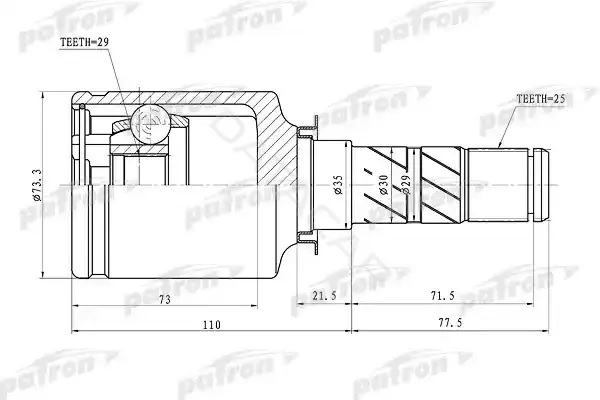 Шрус PATRON PCV1068