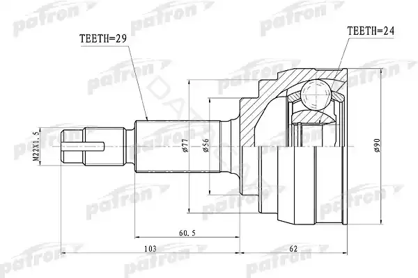 Шрус PATRON PCV1416