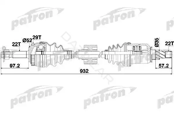 Приводной вал / Полуось PATRON PDS0193