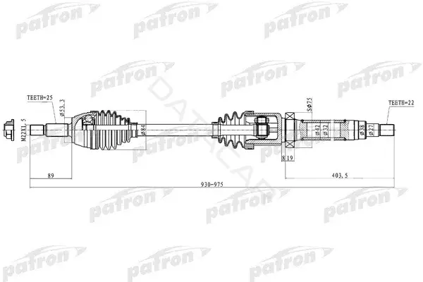 Приводной вал / Полуось PATRON PDS0222
