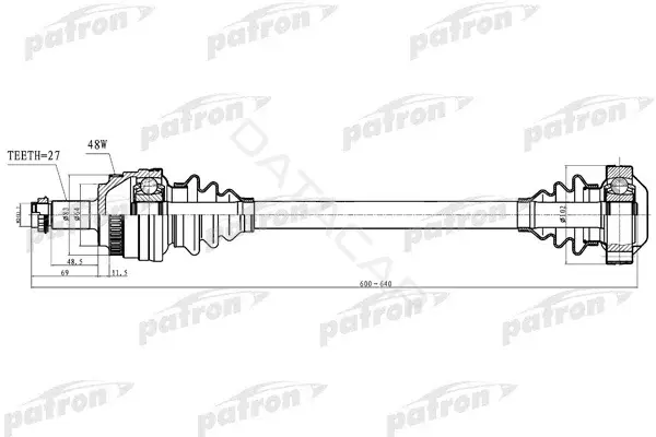 Приводной вал / Полуось PATRON PDS0249