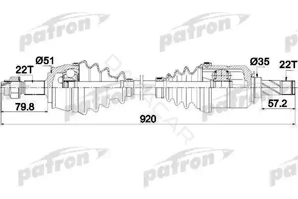 Приводной вал / Полуось PATRON PDS0284
