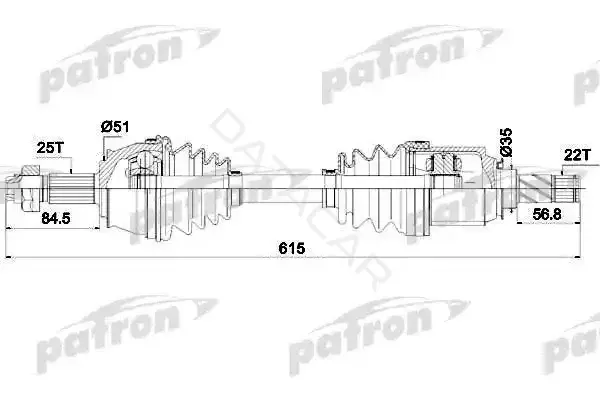 Приводной вал / Полуось PATRON PDS0288