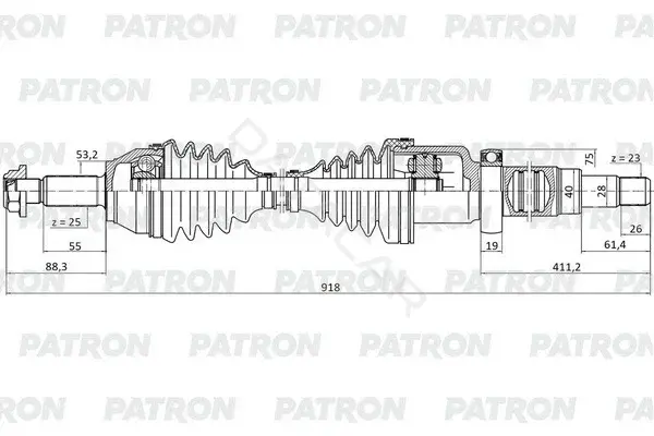 Приводной вал / Полуось PATRON PDS0451