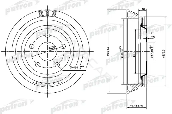 Тормозной барабан PATRON PDR1004