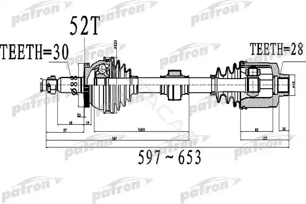 Приводной вал / Полуось PATRON PDS0522