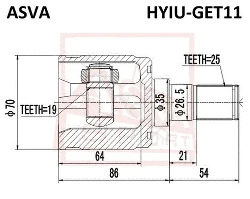 Шрус ASVA HYIU-GET11