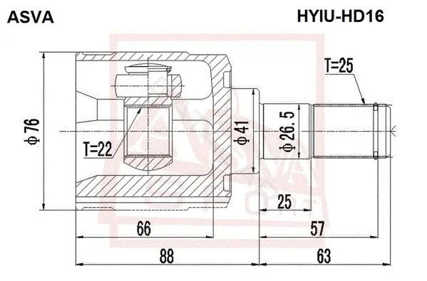 Шрус ASVA HYIU-HD16