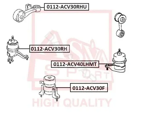 Подушка двигателя (Опора) ASVA 0112-ACV40LHMT