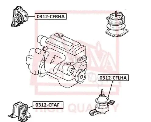 Подушка двигателя (Опора) ASVA 0312-CFRHA