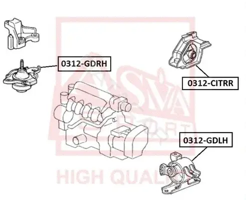 Подушка двигателя (Опора) ASVA 0312-GDLH