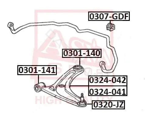 Сайлентблок рычага ASVA 0301-140