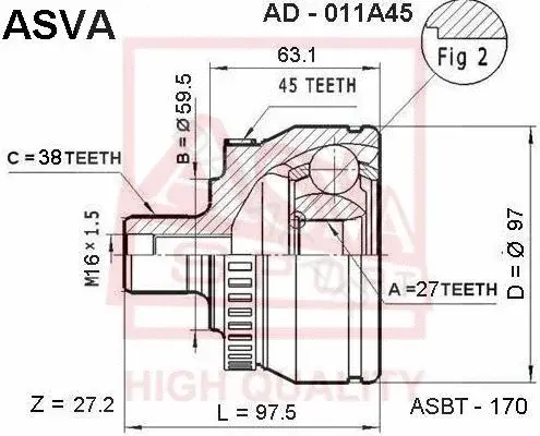 Шрус ASVA AD-011A45