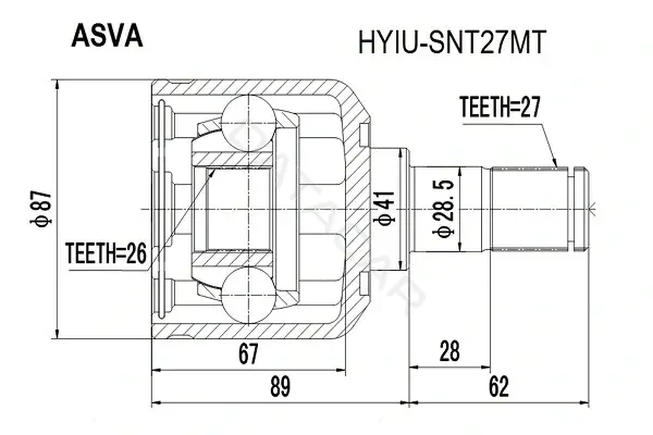 Шрус ASVA HYIU-SNT27MT
