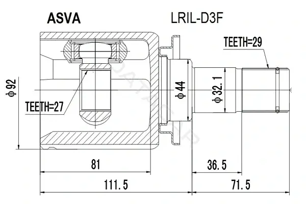 Шрус ASVA LRIL-D3F