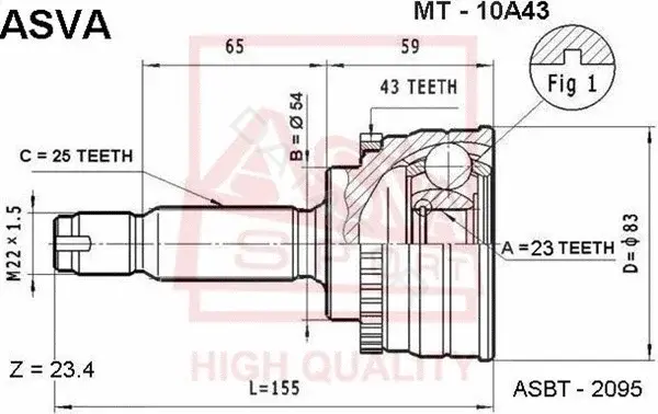 Шрус ASVA MT-10A43