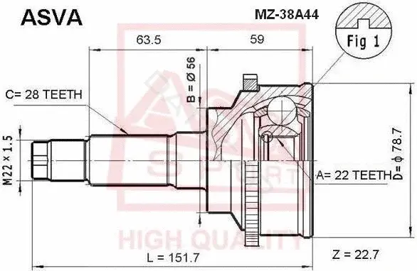 Шрус ASVA MZ-38A44