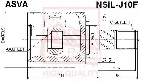 Шрус ASVA NSIL-J10F