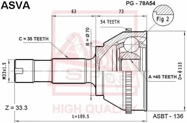Шрус ASVA PG-78A54