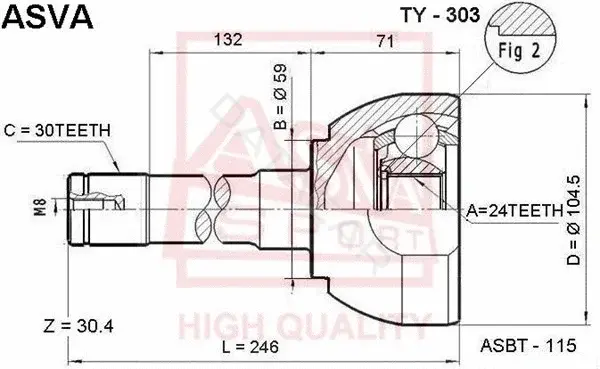 Шрус ASVA TY-303