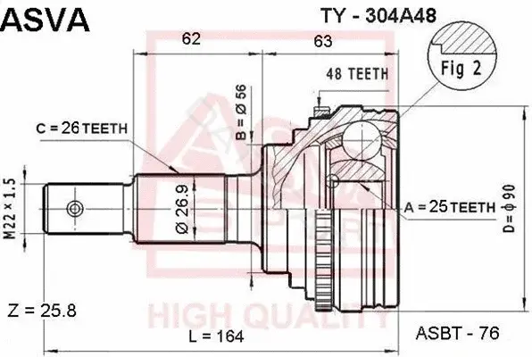 Шрус ASVA TY-304A48