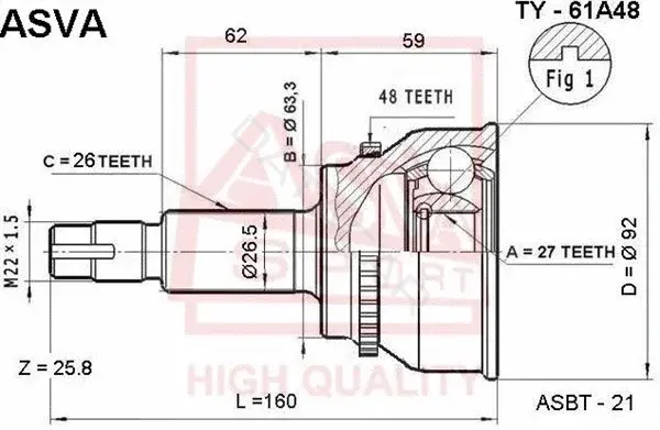 Шрус ASVA TY-61A48