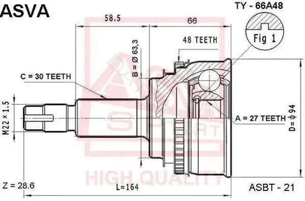 Шрус ASVA TY-66A48