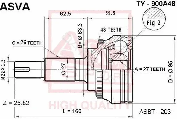 Шрус ASVA TY-900A48