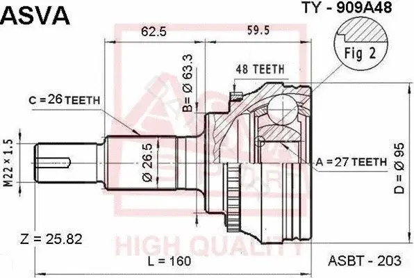 Шрус ASVA TY-909A48