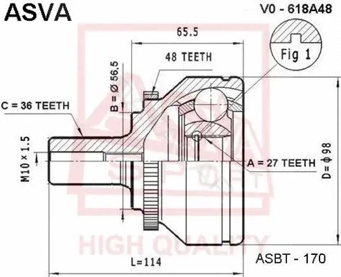 Шрус ASVA VO-618A48