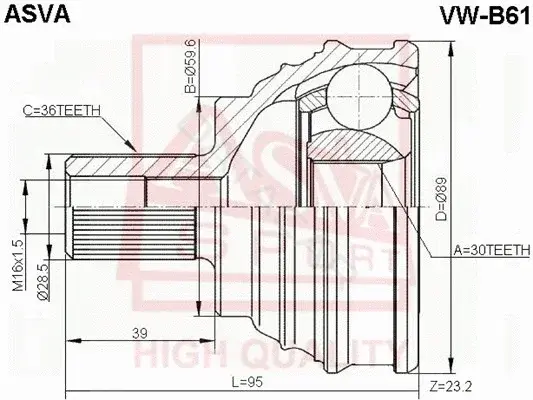 Шрус ASVA VW-B61