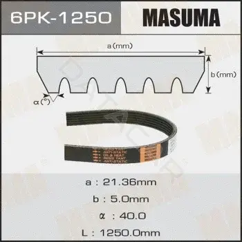 Ремень ручейковый MASUMA 6PK-1250