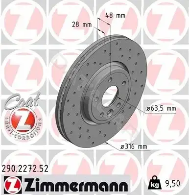 Тормозные диски ZIMMERMANN 290.2272.52