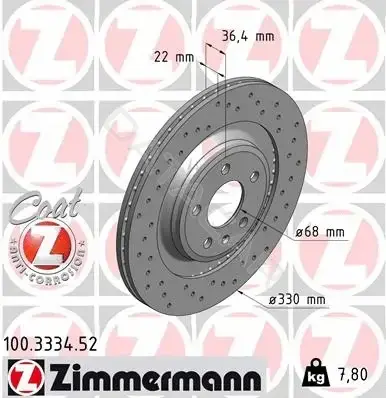 Тормозные диски ZIMMERMANN 100.3334.52