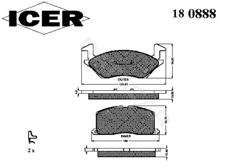 Тормозные колодки ICER 180888